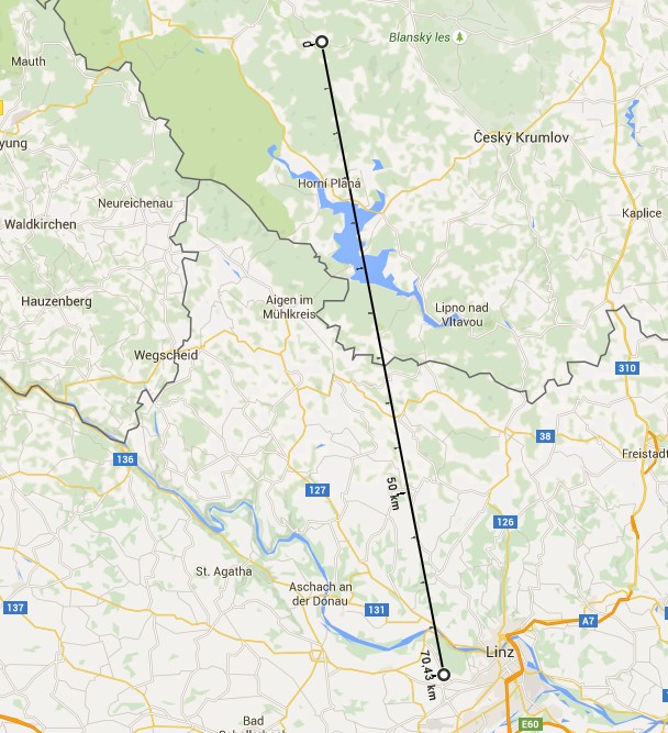 Map of Ludek's dispersial
