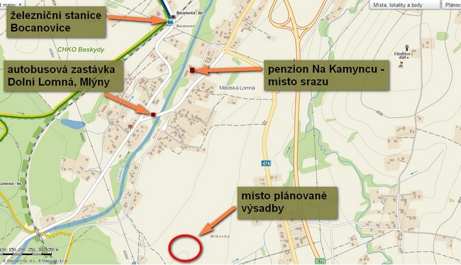 jak se dostat na misto vysadby stromů-mapa