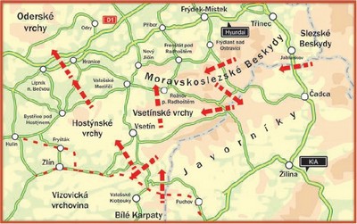mapa migračních cest