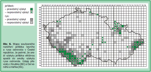 překryv výskytu rysa a jeřábka
